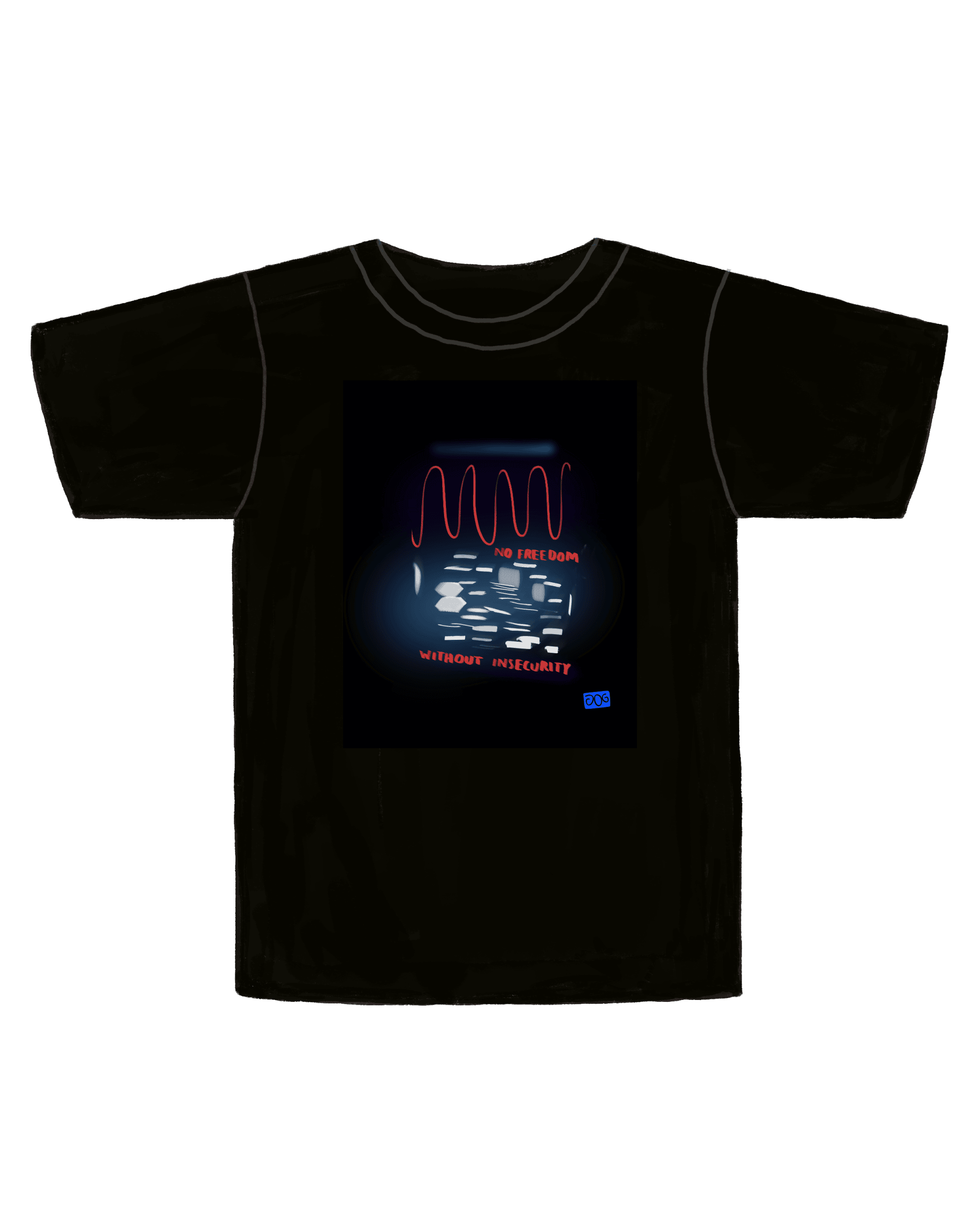 Black T-shirt with neon-style 