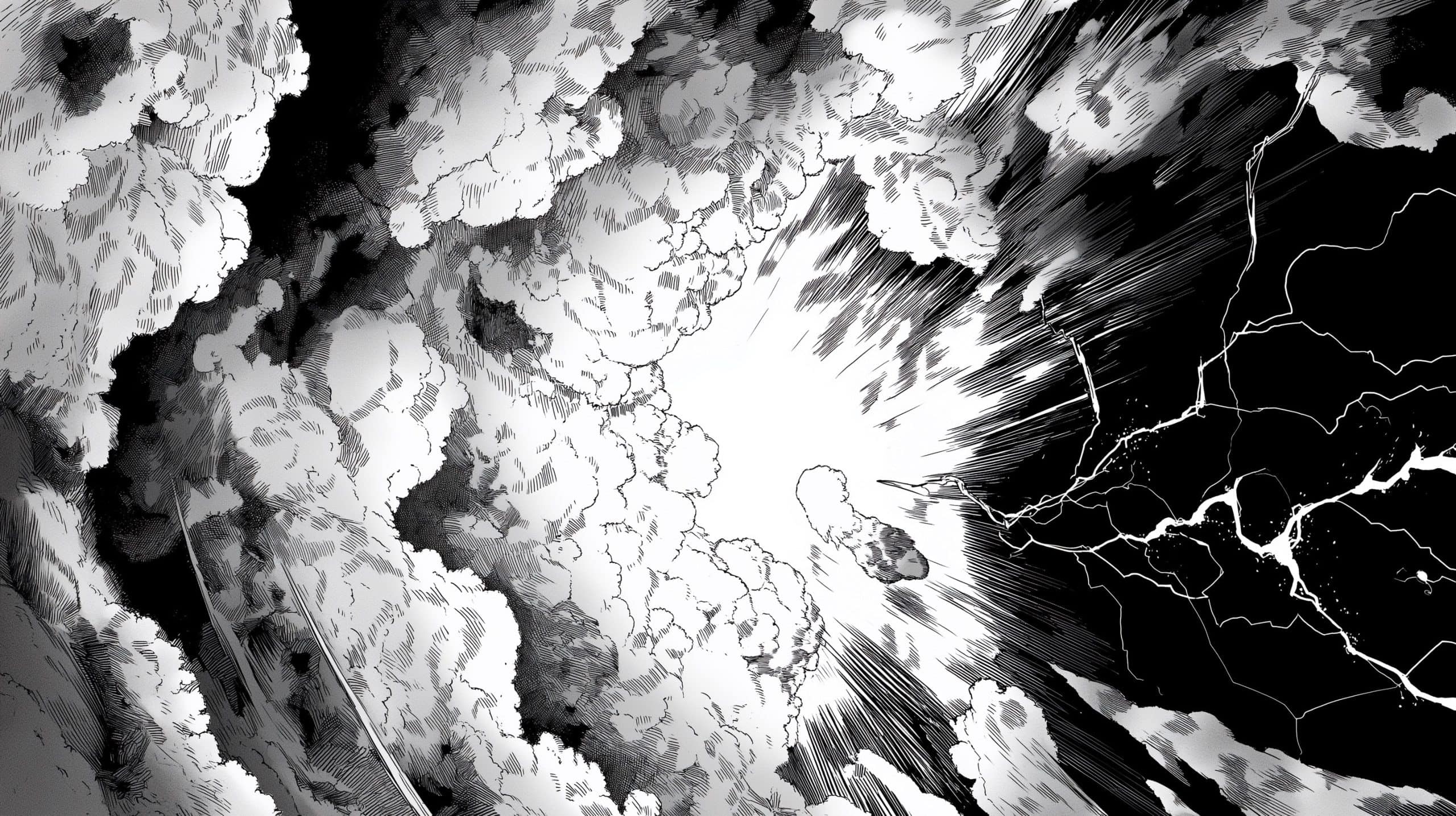 Volcanic eruption with ash clouds and lightning strikes in a dramatic natural event.