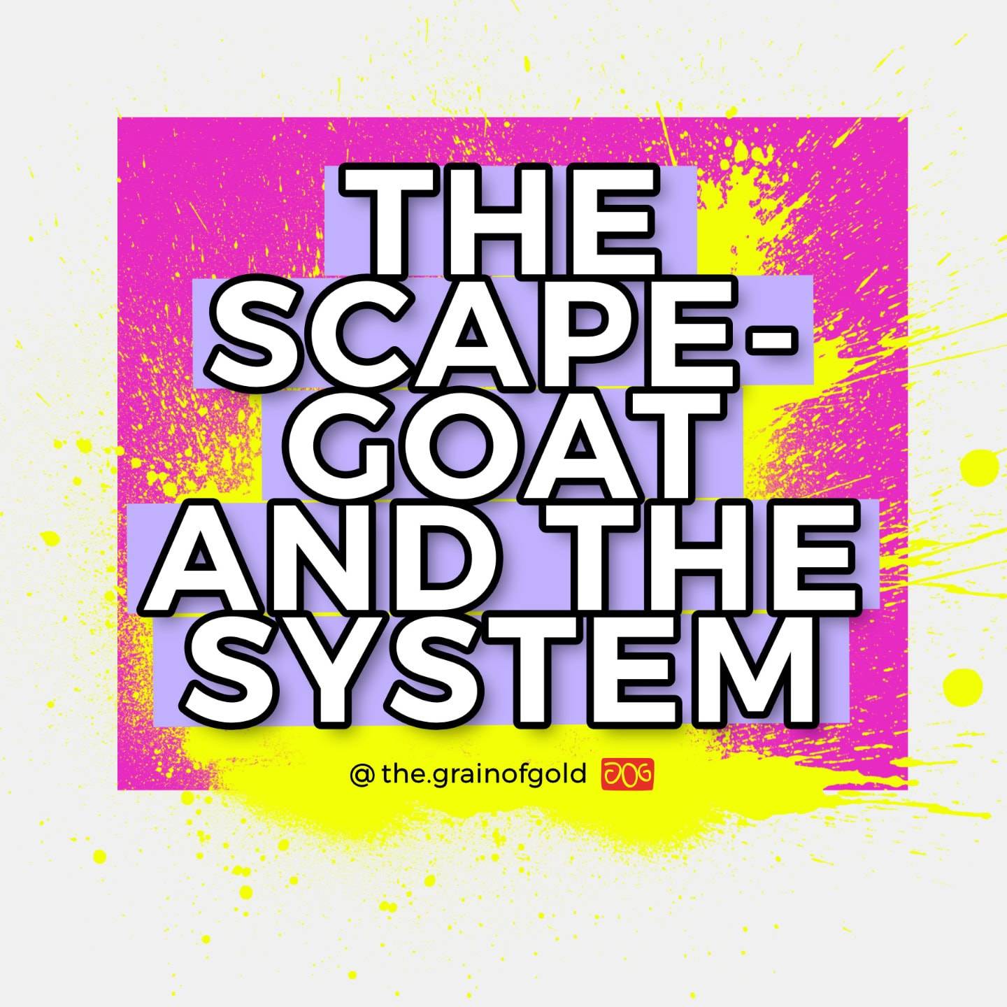 GRAINOFGOLD logo with vibrant pink and yellow splash background.